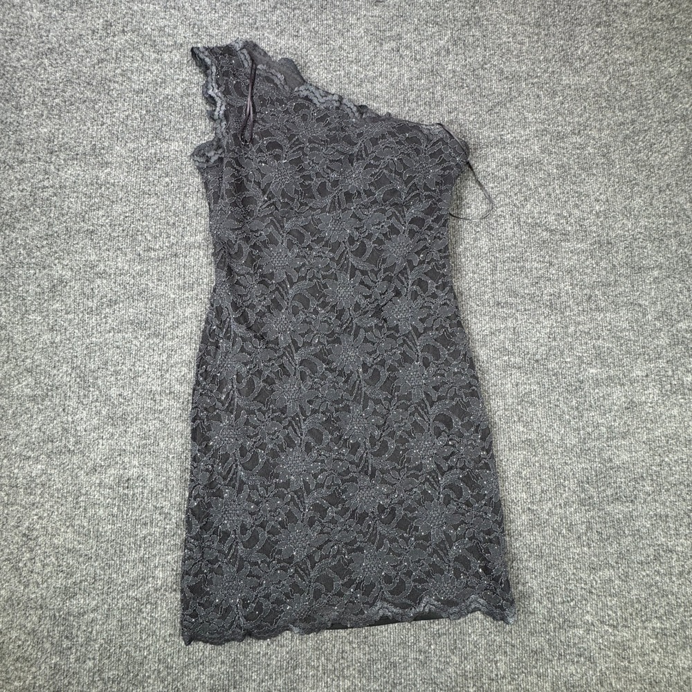 Morgan‎ & Co Dress Womens 13/14 Black Lace One Shoulder Sparkle Party Evening